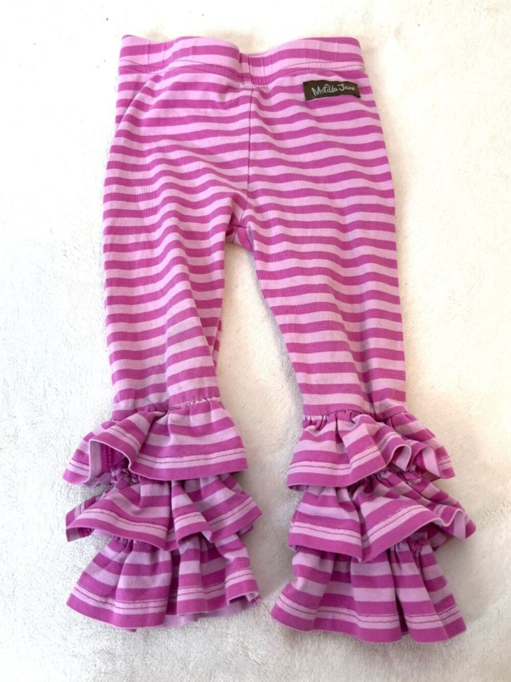 Matilda Jane PLATINUM Cotton Candy Ruffles Leggings - Size 12-18 MOS Pink